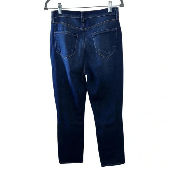 L'Agence Shane Distressed Mid Rise Slouchy Straight Jeans Dark Wash Size 27 - Picture 7 of 8